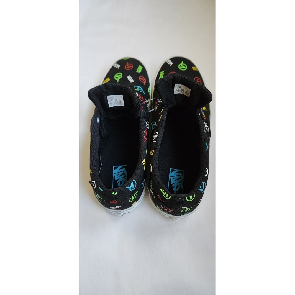 Vans Youth Ward Sneakers Black Multi Color Neon Logo Print Skate Shoes Size 5.0 - Picture 3 of 6